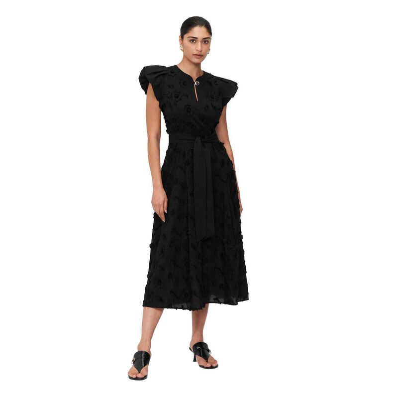 Veronika Maine Sunflower Embroidered Cotton Midi Dress image number 4